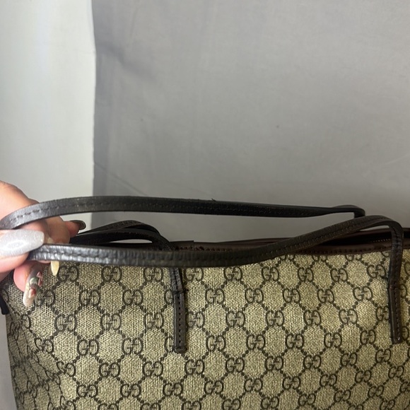 GUCCI GG Supreme Monogram Zippered Tote Dark Brown - Picture 7 of 12